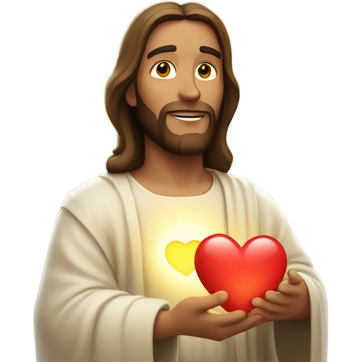 Jesus holding a heart emoji