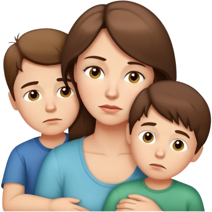 Exhausted Light brunette beautiful mom with 3 sons emoji