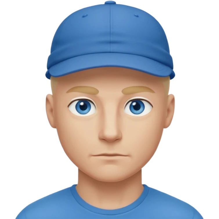 Homme fort blond chauve casquette yeux bleu emoji