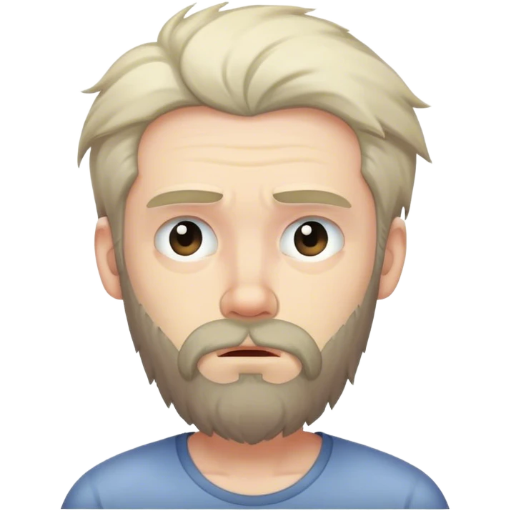 man with undone beard and hair looking sleepy emoji