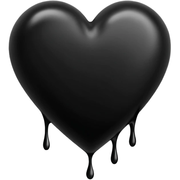 black ink blob heart emoji with ink streaks, isolated on white background, grunge, like pen stroke, flat emoji