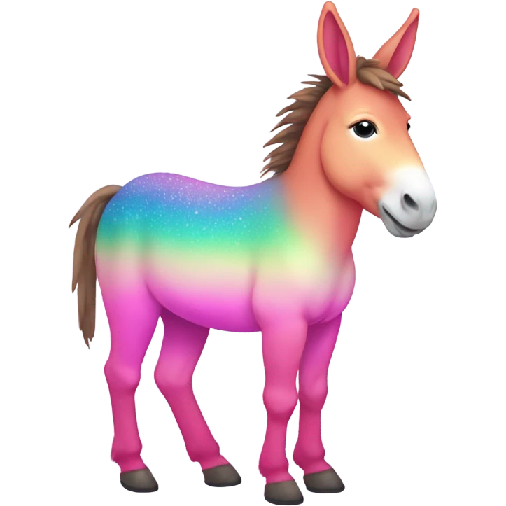 Pink ombre rainbow full body donkey with glitter  emoji
