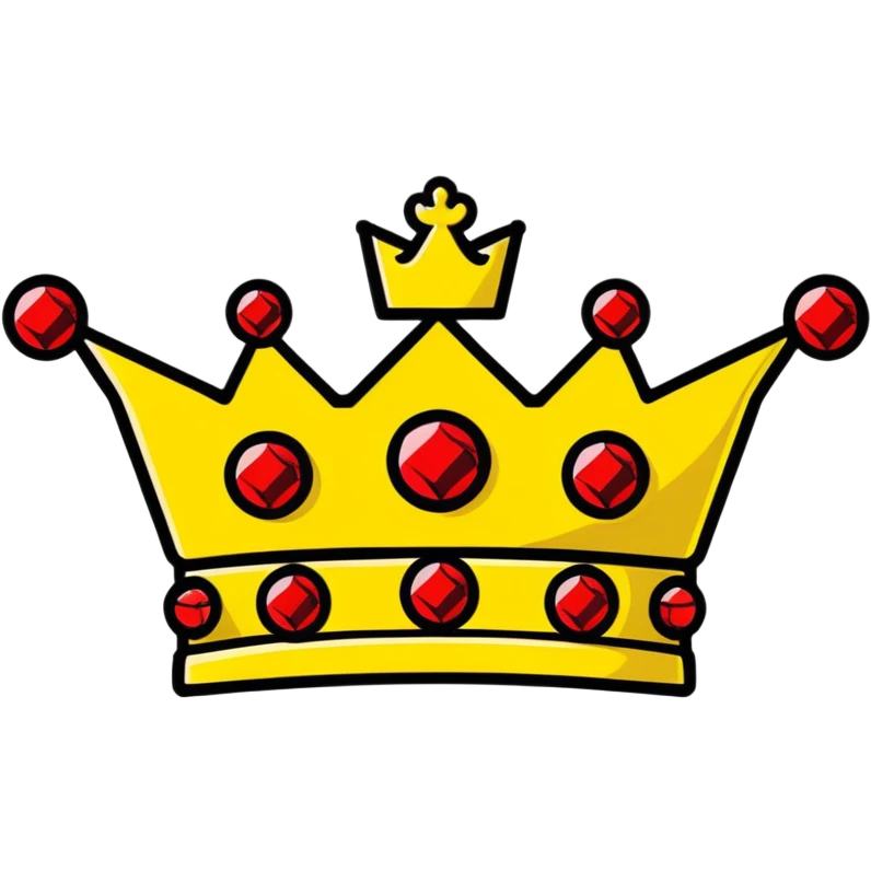 cartoon-style yellow crown with big red jewels, bold and simple emoji