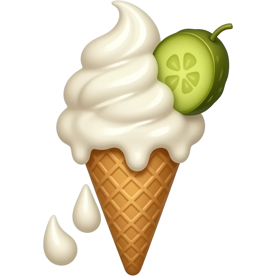 Pickle on an ice cream cone emoji