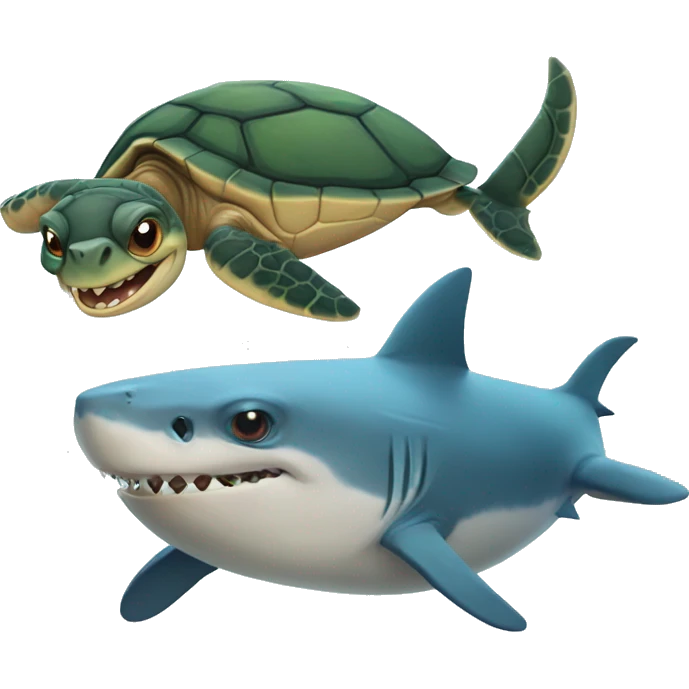 turtle and shark emoji