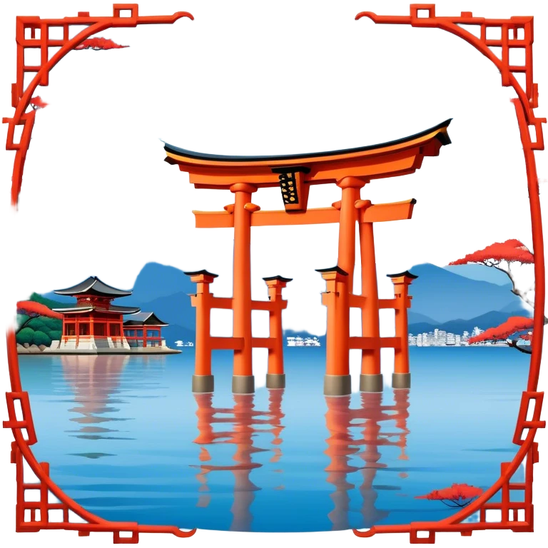 ​Cinematic Realistic Itsukushima Shrine, depicted as the iconic floating torii gate and shrine complex on the water, with vibrant vermilion hues contrasting against the serene blue sea and sky, rendered with intricate architectural details and soft, ethereal lighting that captures its spiritual beauty, emoji