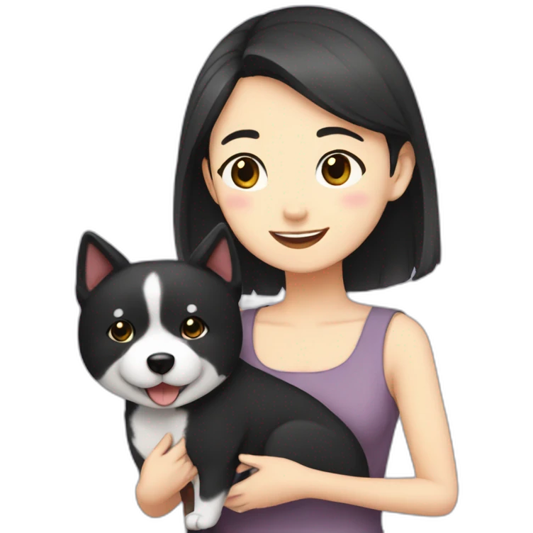dark haired girl with happy shibainou emoji