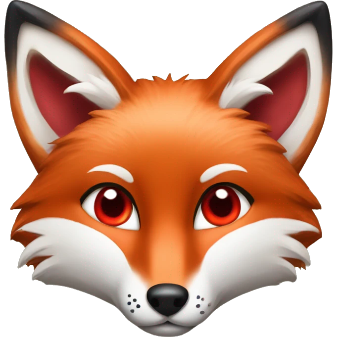 deep lush red fox face with tiny red heart instead of eyes emoji