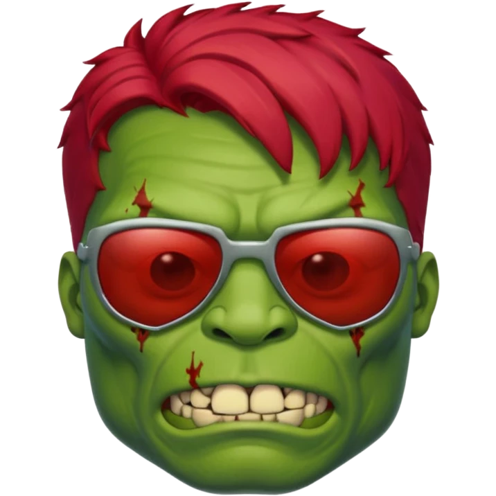 Zombie hulk with red hair and sun glasses emoji