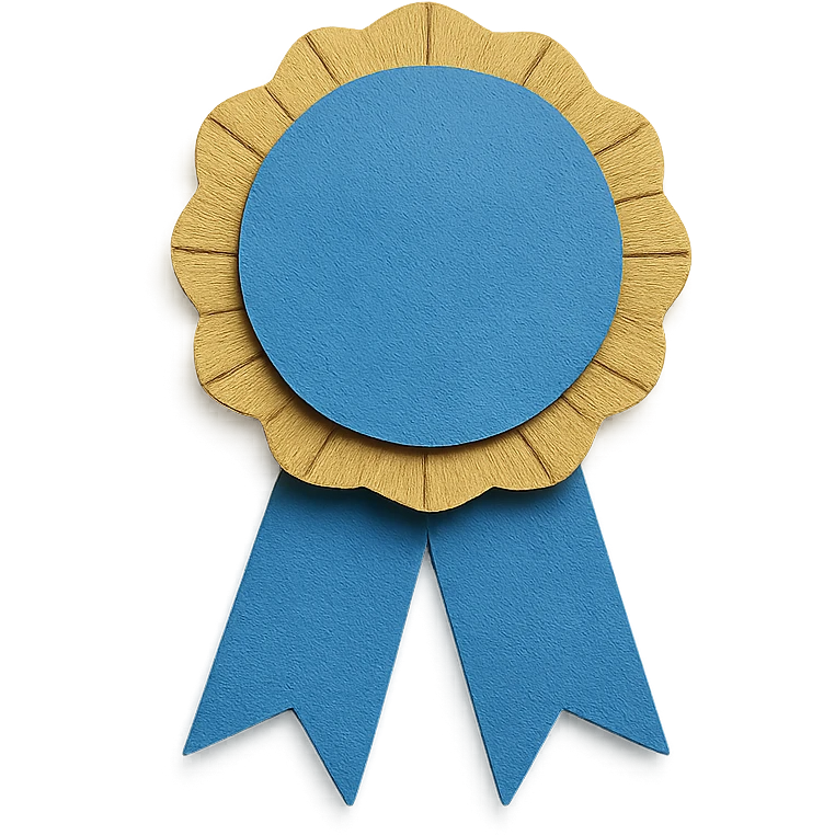 blue ribbon in paper craft style emoji