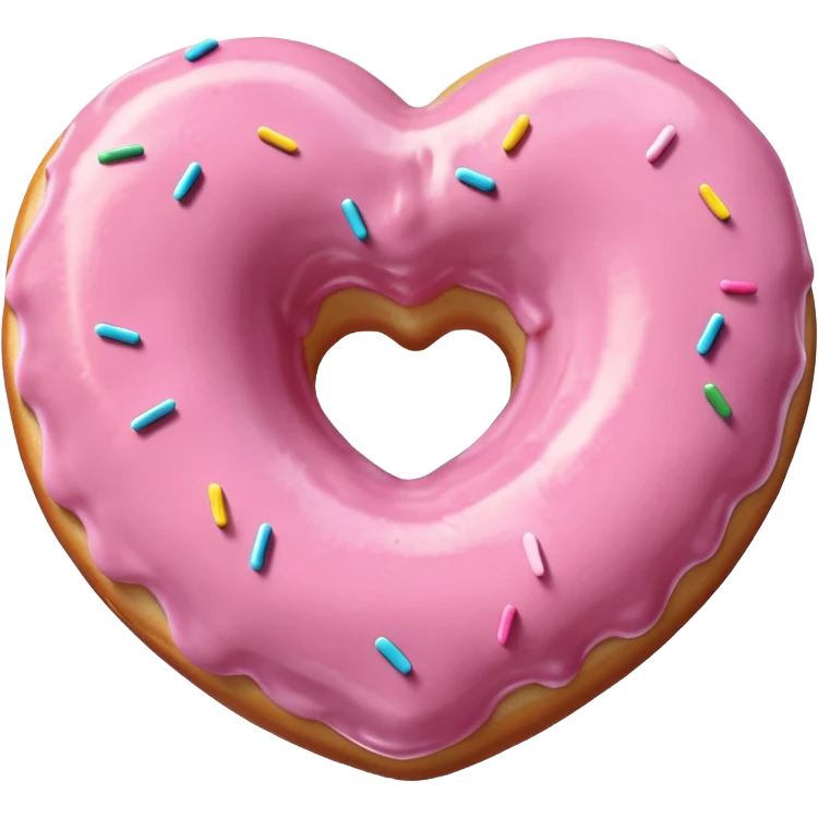Realistic isolated heart shaped donut with pale pink frosting. emoji