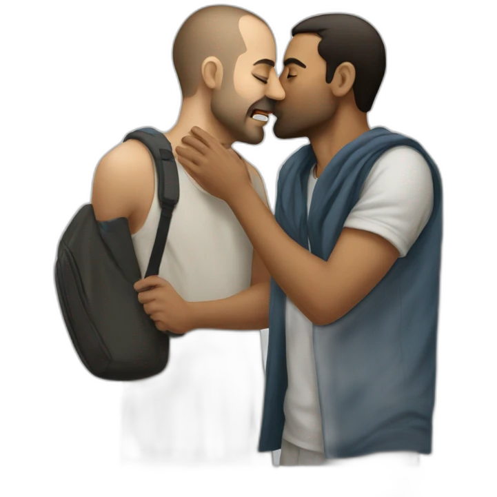 Israeli man kiss Palestinian man emoji