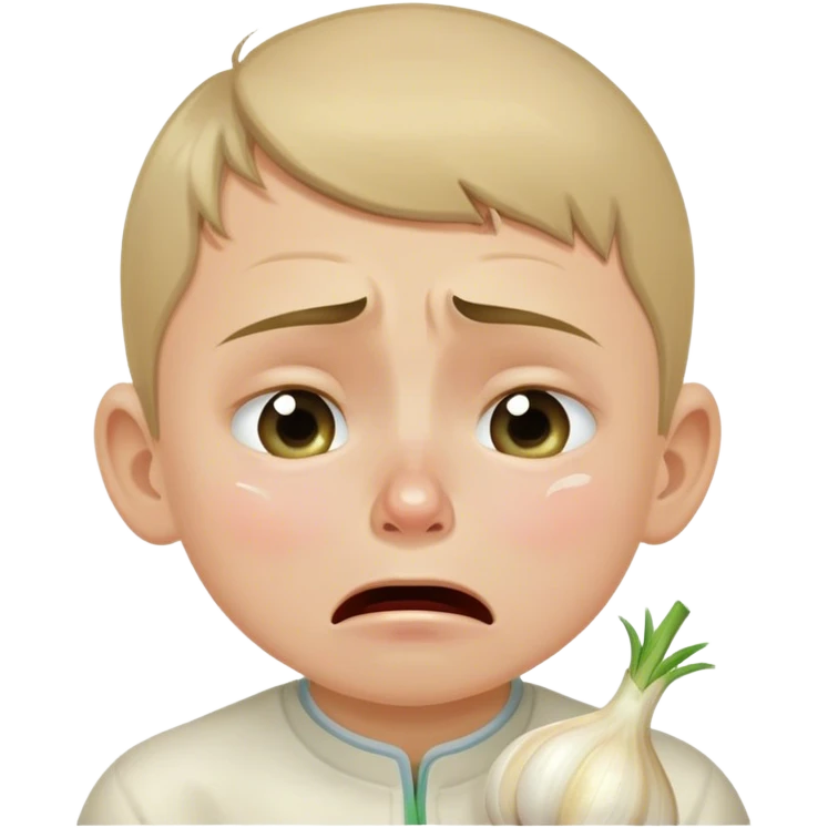russian boy crying by garlic emoji
