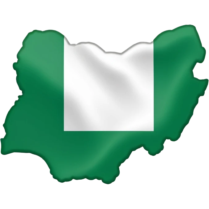 "Nigeria outline filled with the Nigerian flag colors, green-white-green, simple and bold, vector-style, clean and vibrant." emoji