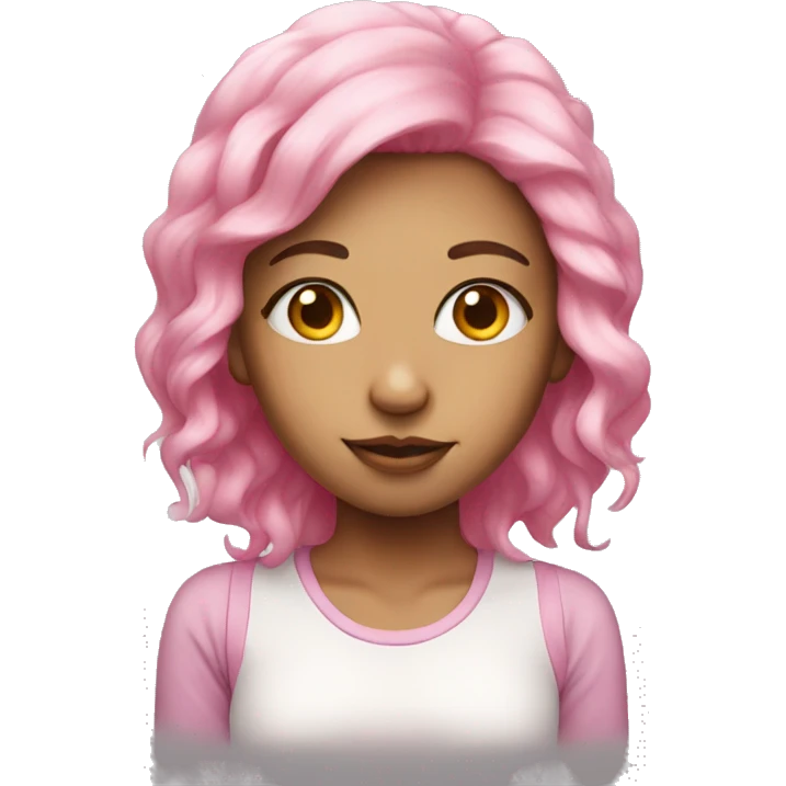 pink haired girl with heart eye emoji