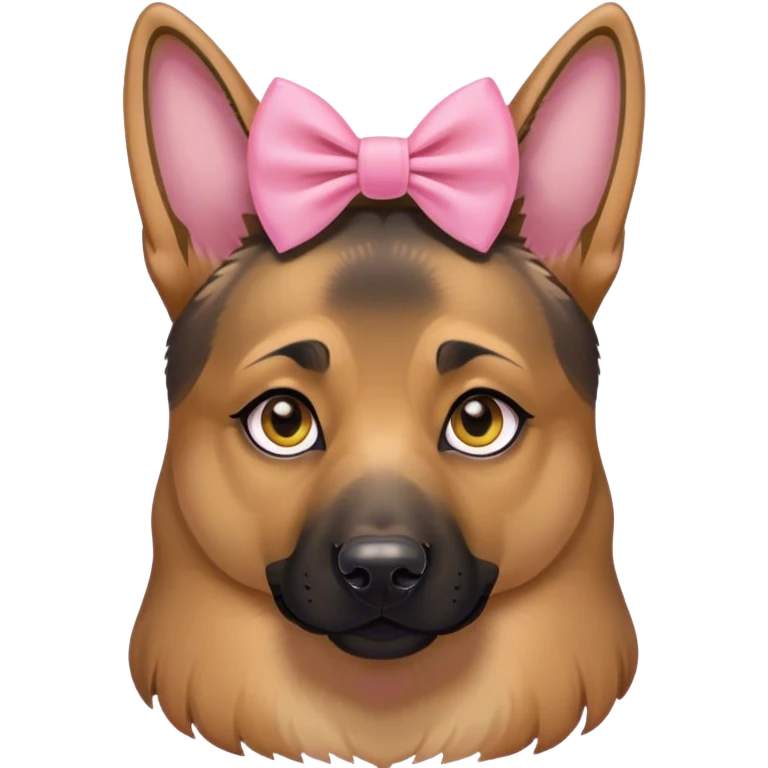 German Shepherd girl honey eyes pink bow emoji