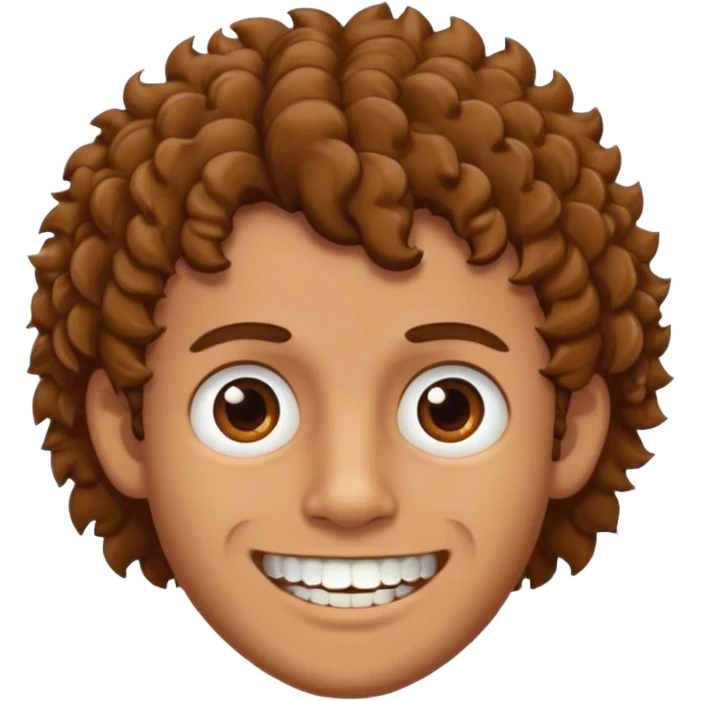 🙎🏻‍♂️com o dente serrado cabelo cacheado  emoji