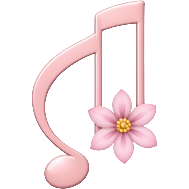 Pale pink music note with pale pink flower emoji