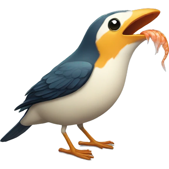 A bird eating fish emoji