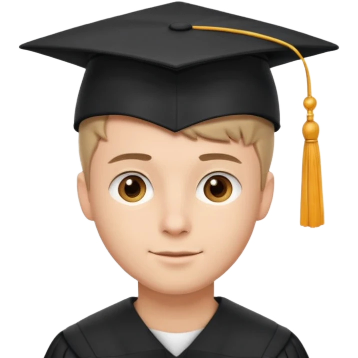 Graduated Students, Male, proudly, short hair, wearing graduation cap emoji