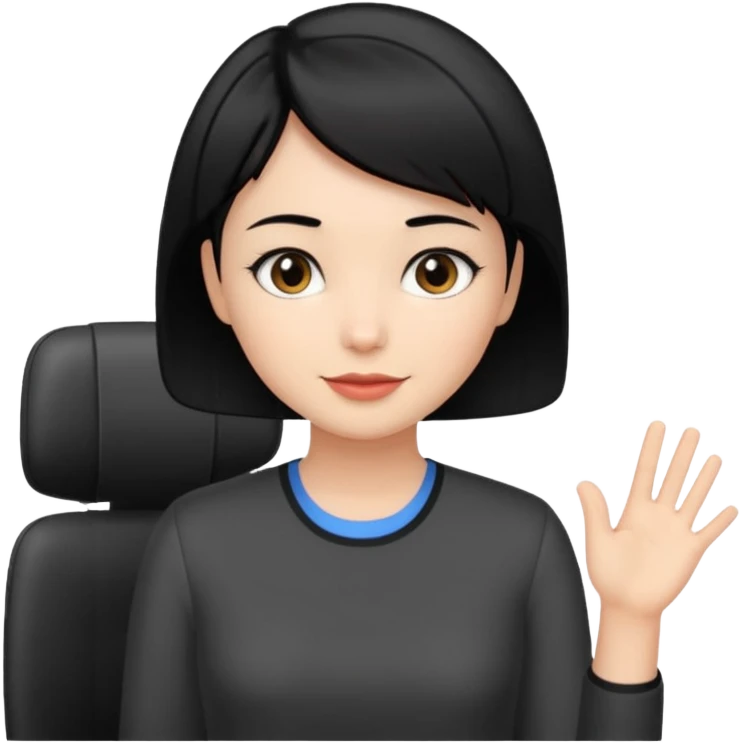 black short hair office  girl says hi emoji