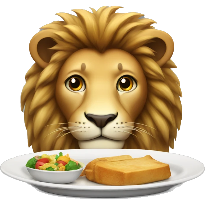Lion with a plate of food emoji