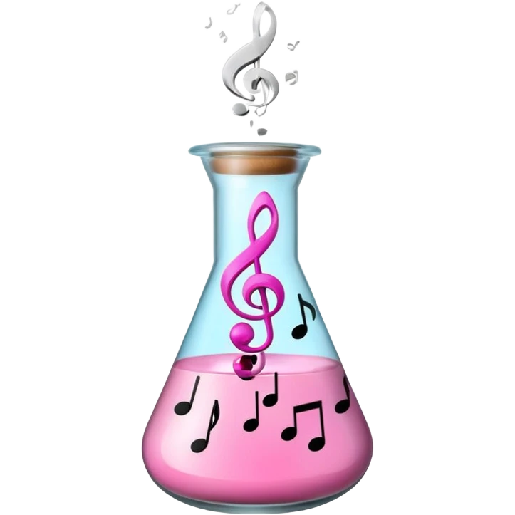 bublegum pink flask beaker with music coming out emoji