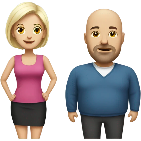 Bald Guy with fat wife  emoji