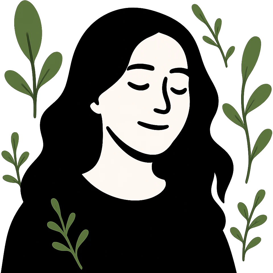 A nature lover with flowing hair, peaceful expression, and subtle plant elements around them emoji