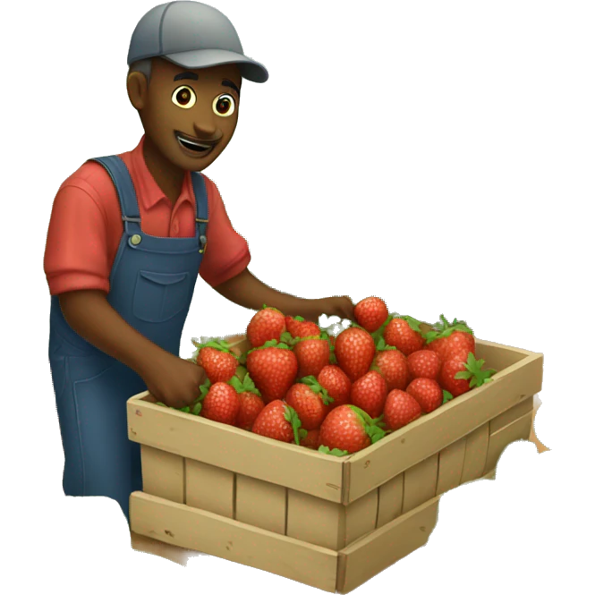farmer picking strawberries emoji