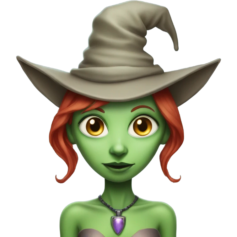 [politically incorrect, (
	{ female, alien, witch, color: light green, hair:red, eyes:cat} ]

	 emoji