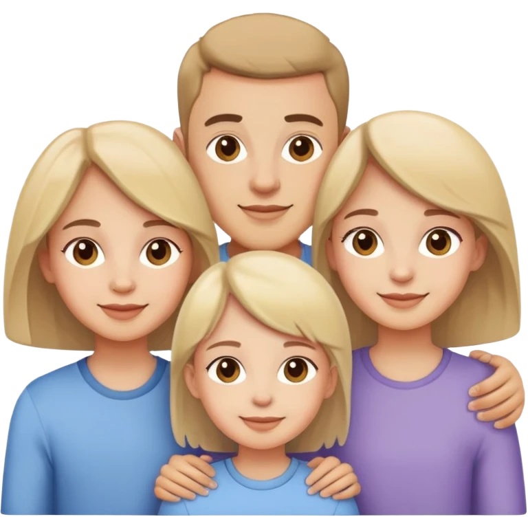 brother with two sisters, happy family portrait emoji