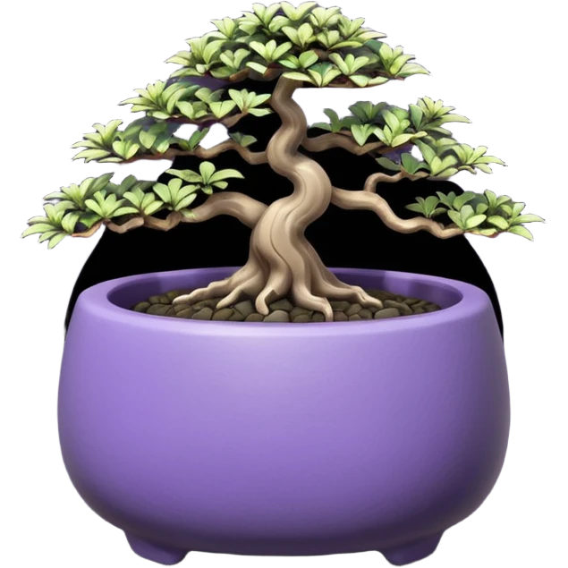  Earthenware small short squat black-purple tiny bonsai  emoji