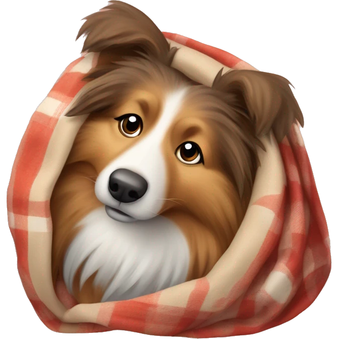 Shetland sheepdog with a blanket emoji
