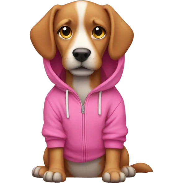 dog wearing pink hoodie emoji