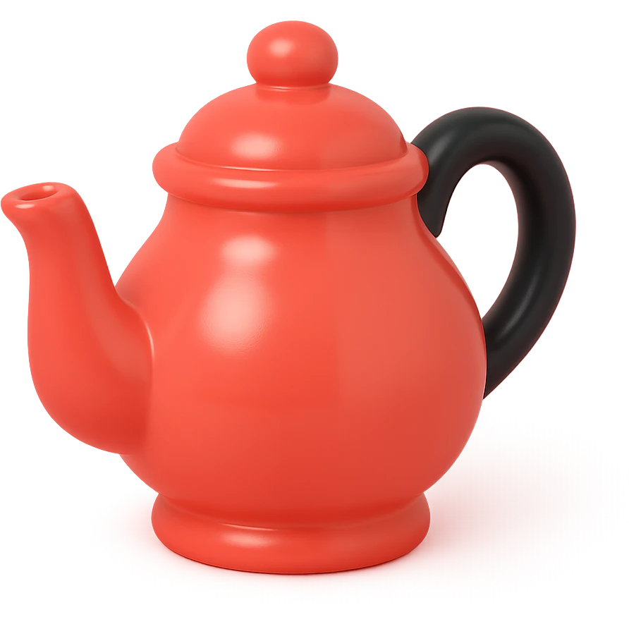 red teapot with black handle, vinyl figure style emoji