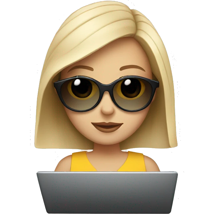 white girl with sunglasses and a laptop emoji