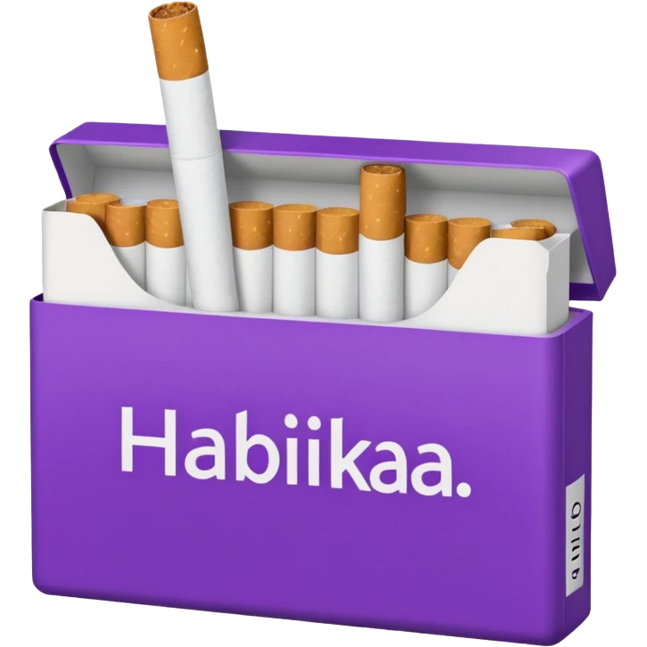 Создать emoji картинку с пачкой сигарет с надписью «HABILKA” на фиолетовом фоне emoji