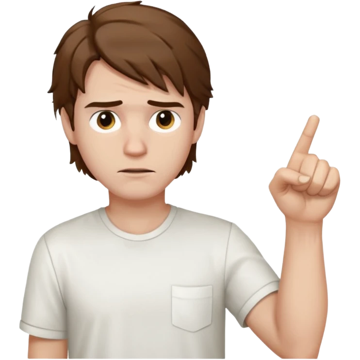 Weak man with disheveled hair pointing to his right emoji