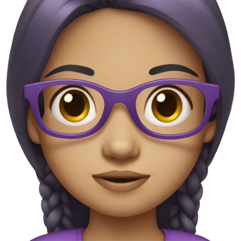 pale little girl in purple glasses and dark hair emoji