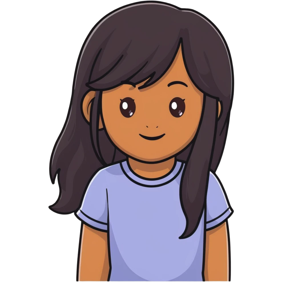 A pretty girl with black hair and dark brown skin with hazle eyes emoji