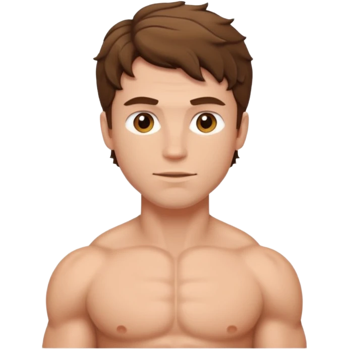 muscular white man with short wavy brown hair emoji