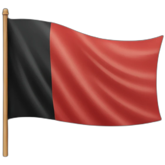 A flag with a blacktop, half red bottom, half and a circle in the middle emoji
