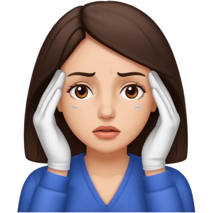Brunette woman with a headache emoji