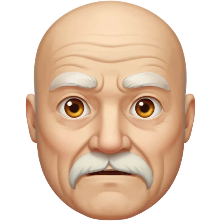 a portrait of aggressive elderly man, bald head, beard emoji
