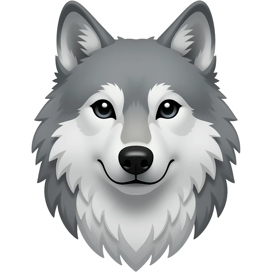 grey wolf head and neck and torso emoji