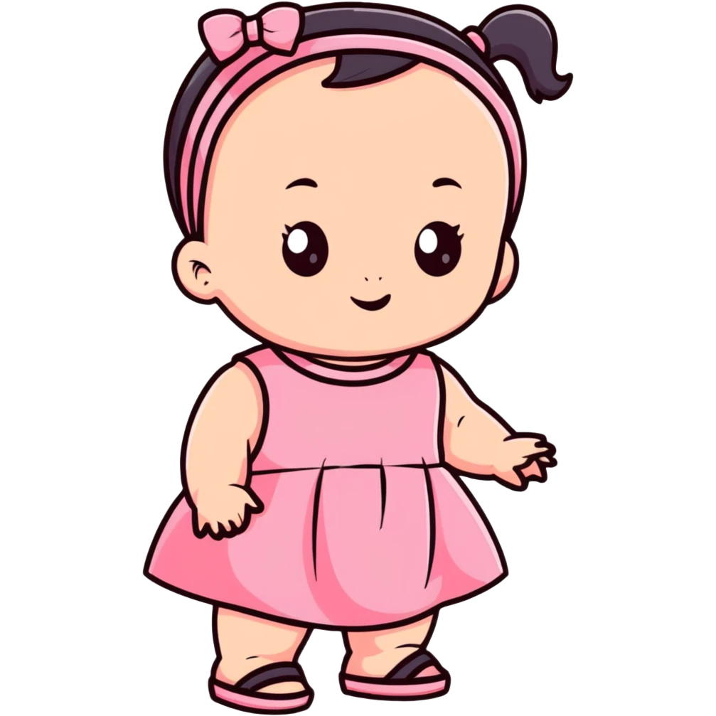 baby girl with pink dress emoji