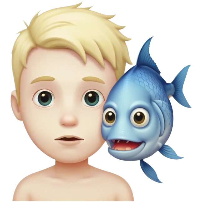Realistic Fish boy human head emoji