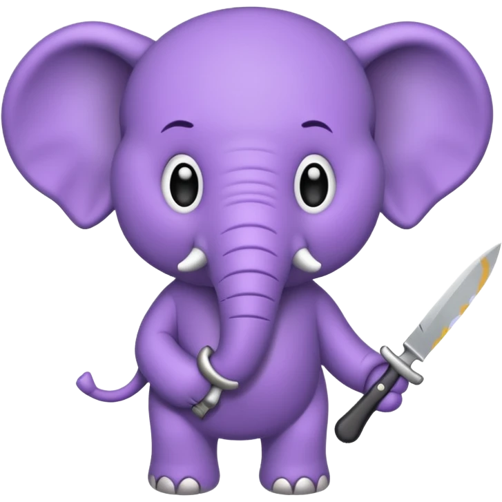 A purple elephant holding a knife ￼ emoji
