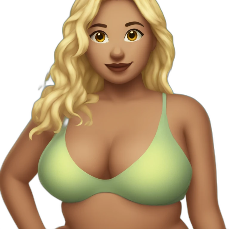 Slim-Thicc caucasian woman swimsuit posing emoji